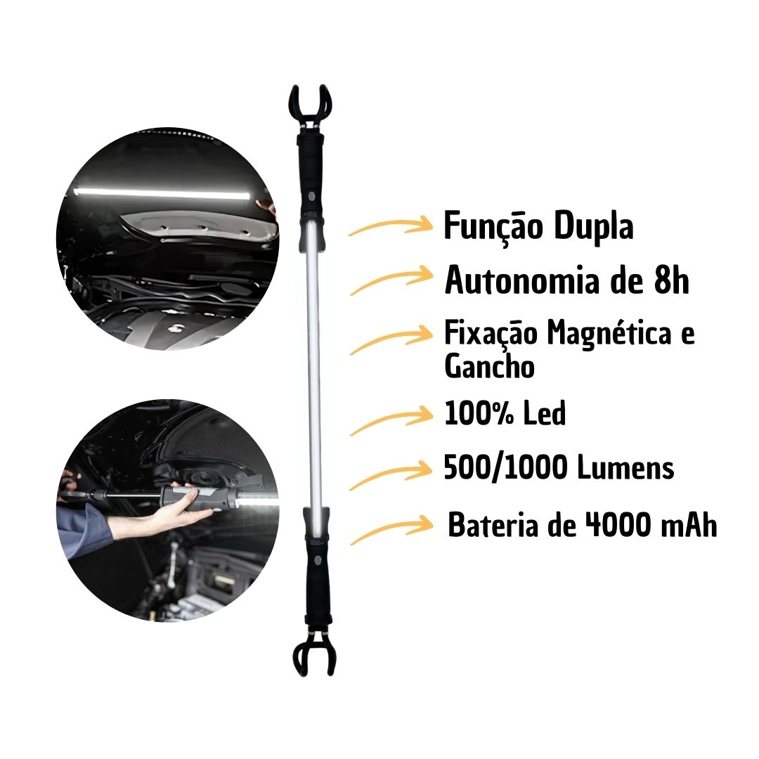 Lanterna Capo do Motor Led Com Gancho USB Recarregavel Hella