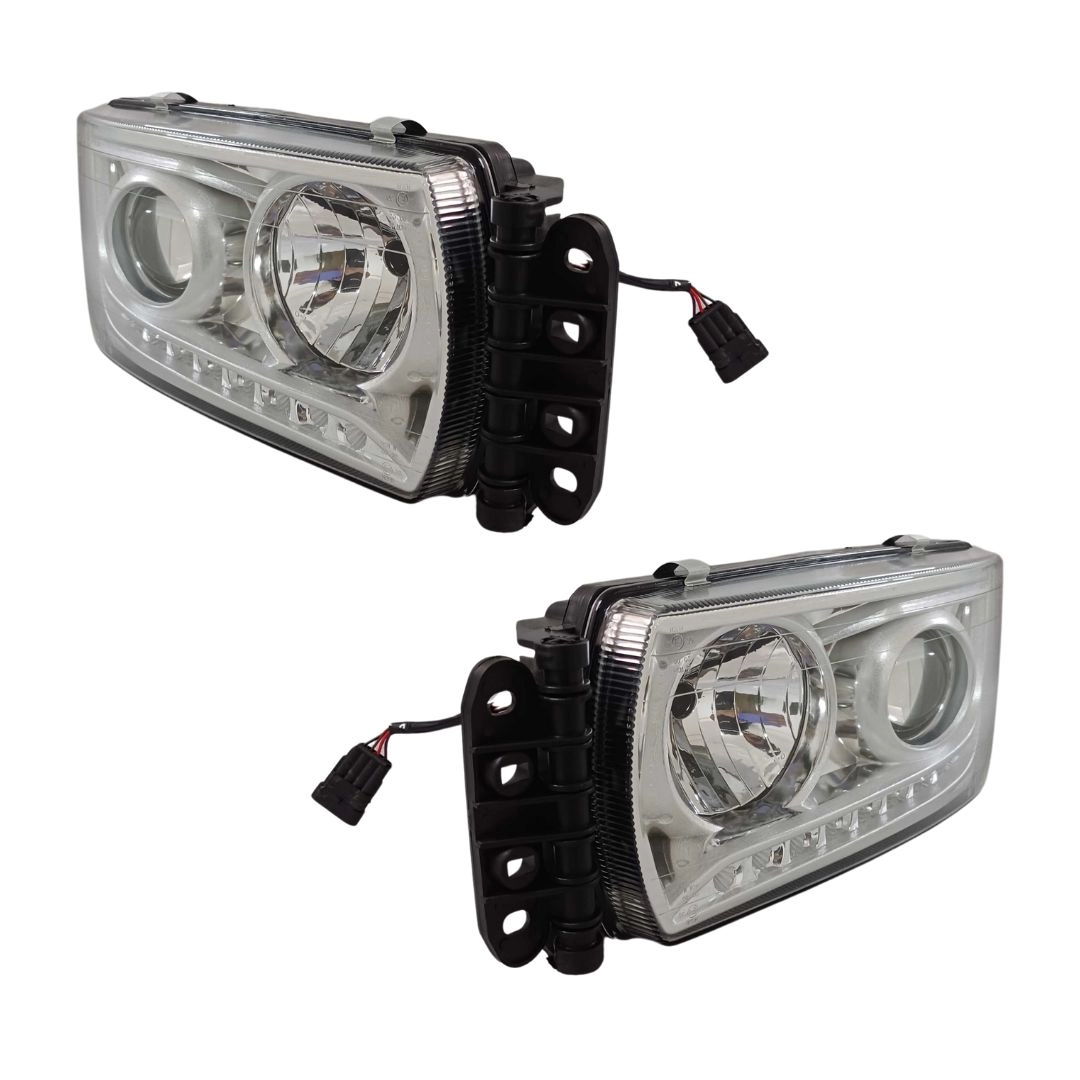 Par Farol Para Iveco Stralis Hi-way Cromado Led Com Chicote