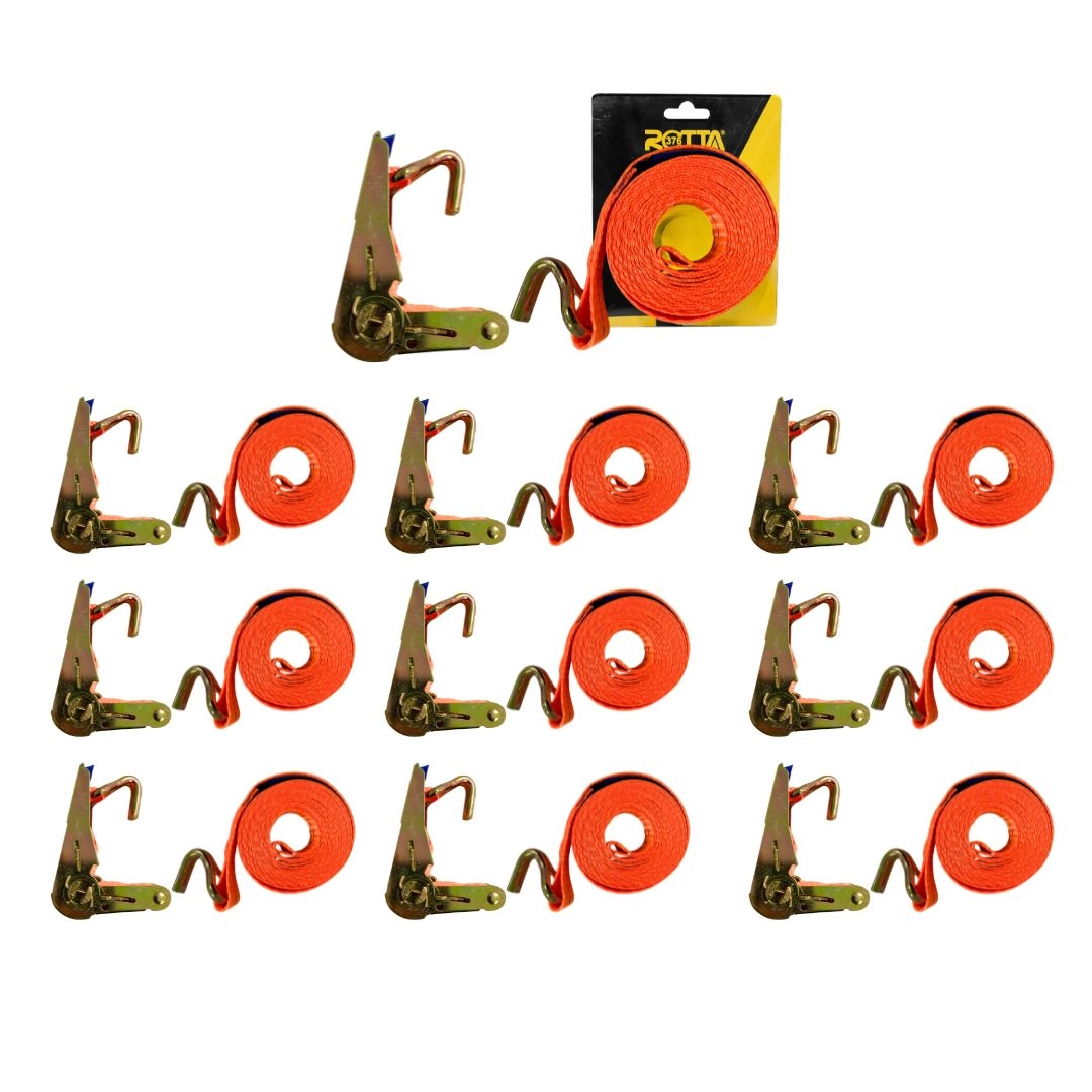 Kit 10 Cinta Catraca Amarração 800kg Carretinha Moto JetSki Kit 10 Cinta Catraca Amarração 800kg Carretinha Moto JetSki