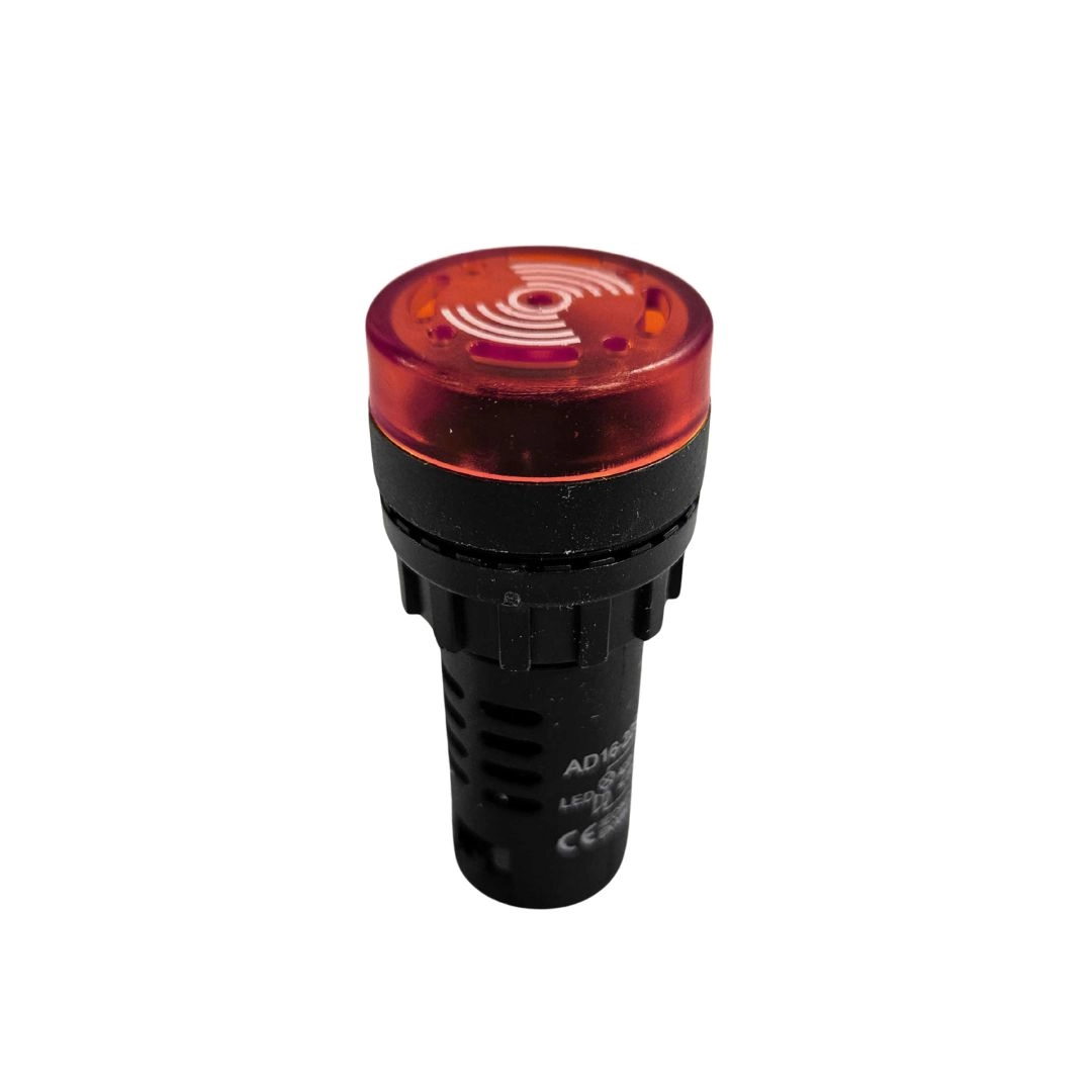 Alarme Sonoro Buzzer Sinaleiro LED Vermelho 22mm 110V