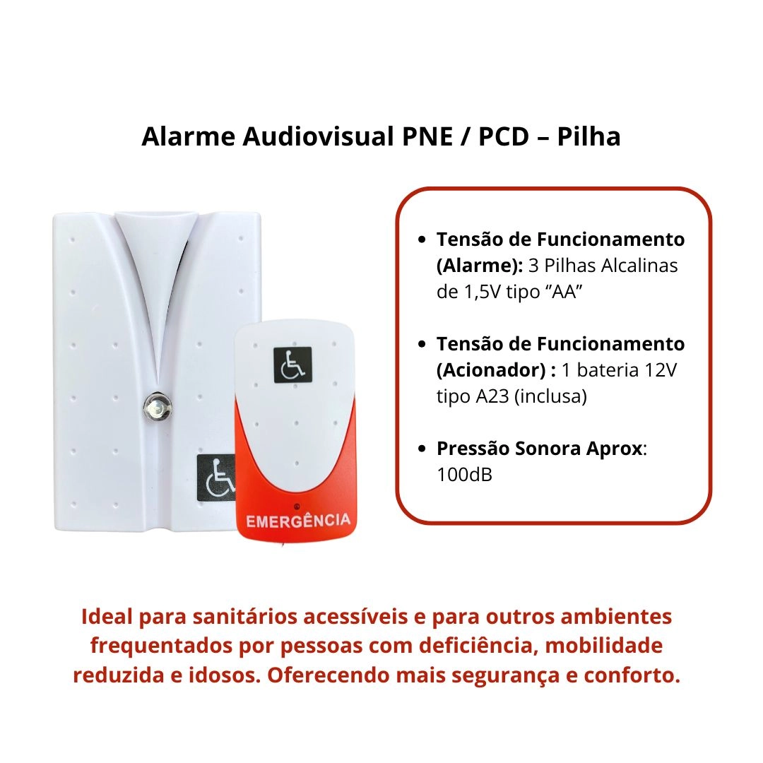 Alarme Campainha de Emergência para Banheiro PNE PCD e Idosos Sem Fio Bivolt DNI4241 Alarme Campainha de Emergência para Banheiro PNE PCD e Idosos Sem Fio Bivolt DNI4241