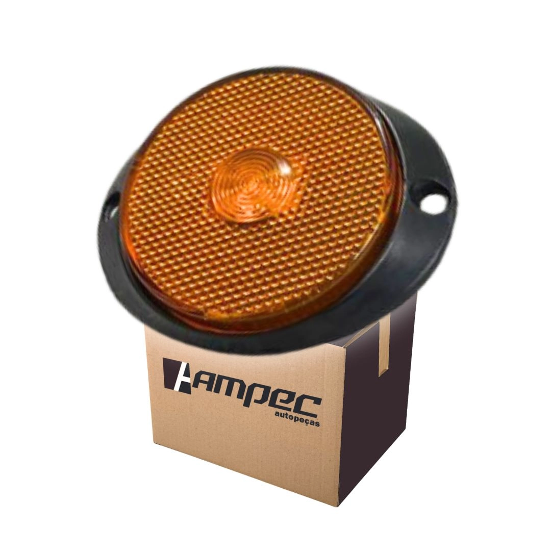 Lanterna Lateral Implemento P 65mm Com Suporte Frontal LED Amarela Para Carreta Caminhão Trailer Reboque 