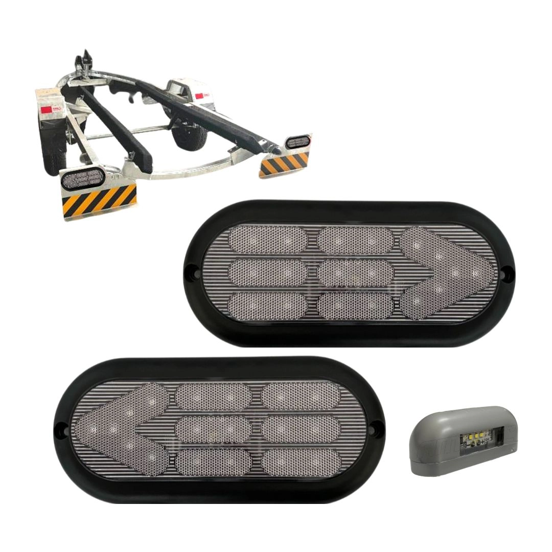 Kit Lanterna Traseira Carretinha Leds Cristal + Luz de Placa