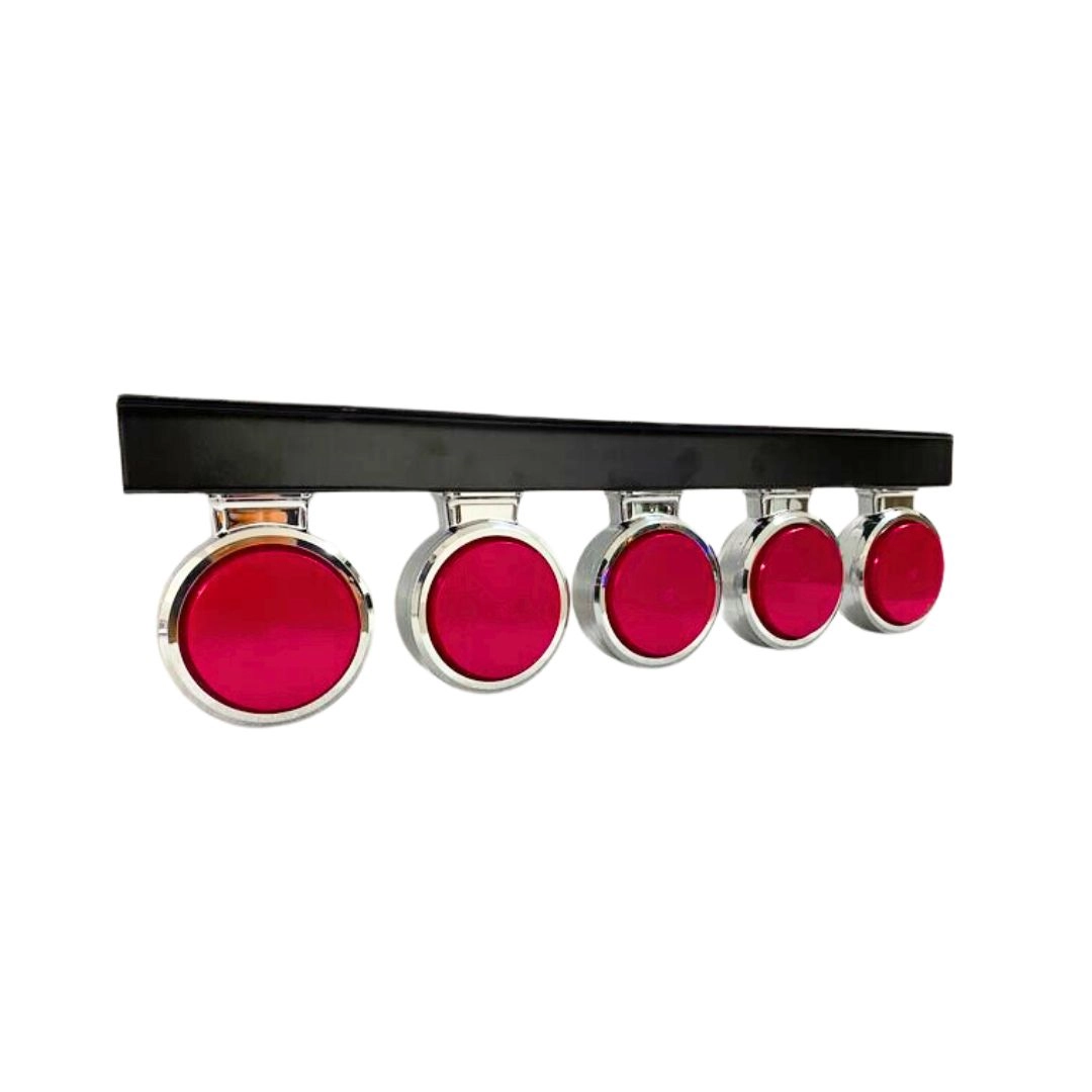 Kit 5 Lanterna Bojuda Foguinho LED Cromada Vermelha Suporte Kit 5 Lanterna Bojuda Foguinho LED Cromada Vermelha Suporte