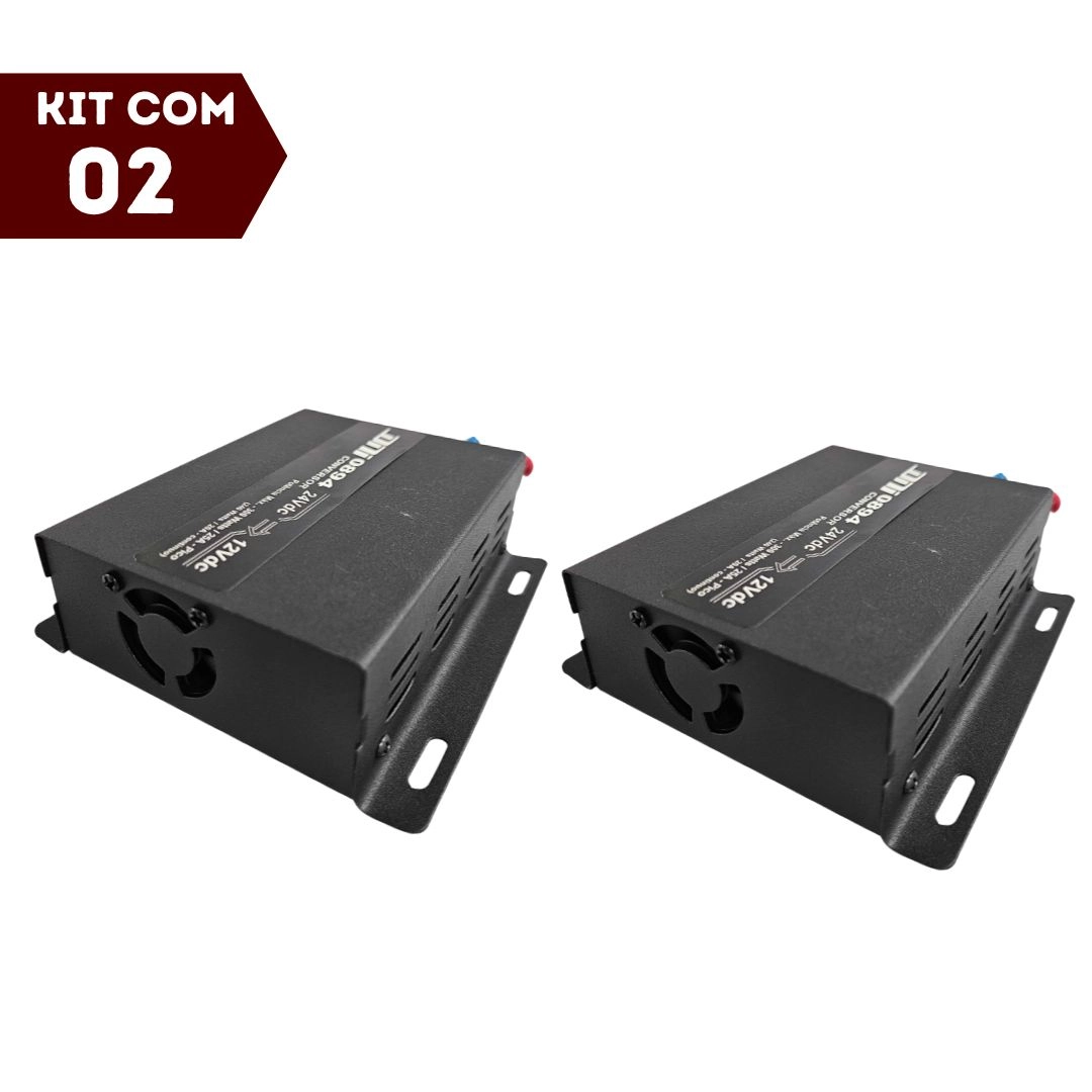 Par Inversor Conversor Voltagem 24V para 12V 300W C/ Cooler Par Inversor Conversor Voltagem 24V para 12V 300W C/ Cooler