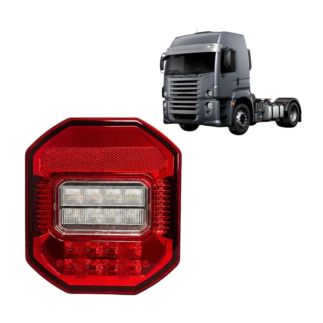 Lanterna Traseira Marmita Marmitão LED Universal Bivolt 12V 24V Lado Esquerdo Com Vigia Caminhão VW Constellation Delivery Worker Ford Cargo Jeep Troller Carretinha Reboque Prancha Baú