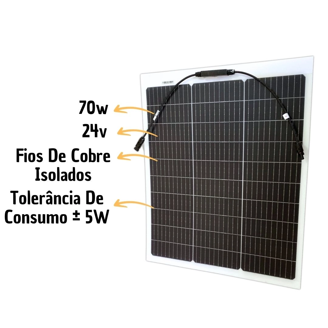 Kit Painel Solar Caminhão MotorHome 70w + Controlador Carga