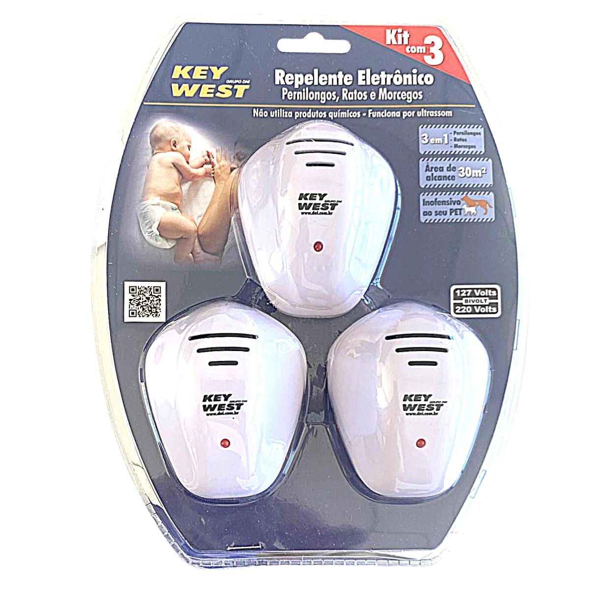 Kit 3 Repelentes Eletrônicos Pernilongo Morcego Rato Bivolt