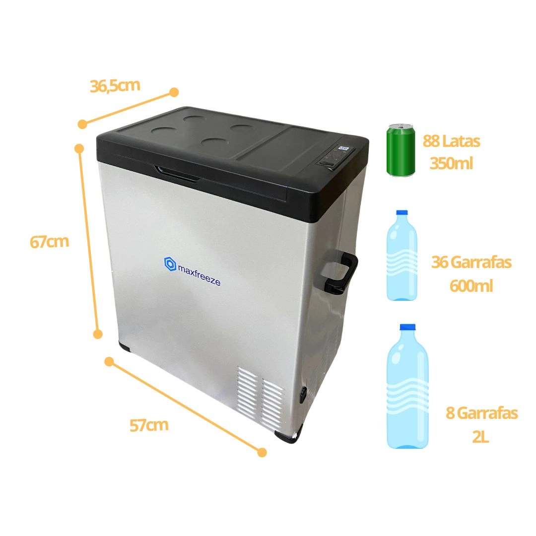 Mini Geladeira Portátil 75 Litros Para Caminhão Ônibus Van 12V/24V 110v/220v MaxFreeze