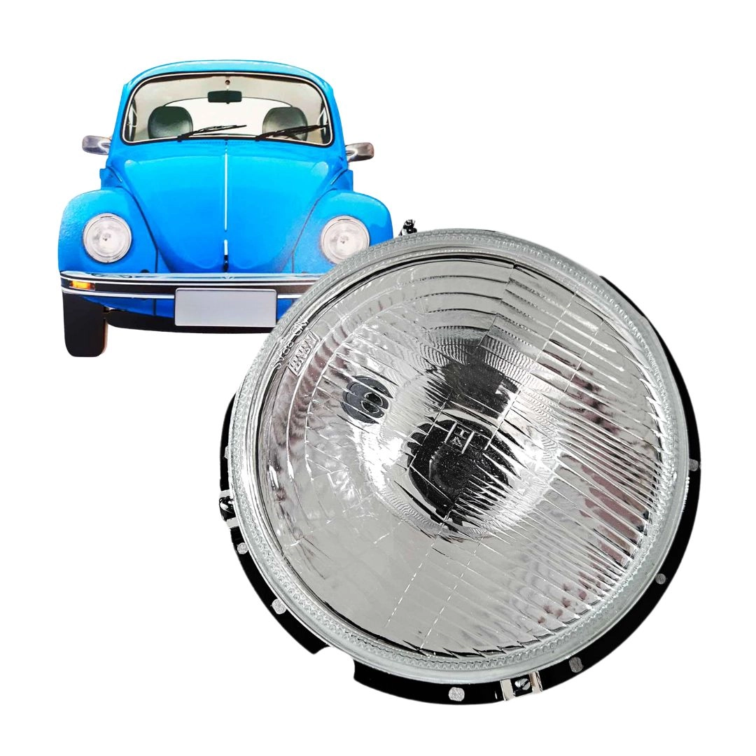 Farol Para Fusca 1976 a 1996 Com Aro e Lente Vidro Farol Para Fusca 1976 a 1996 Com Aro e Lente Vidro