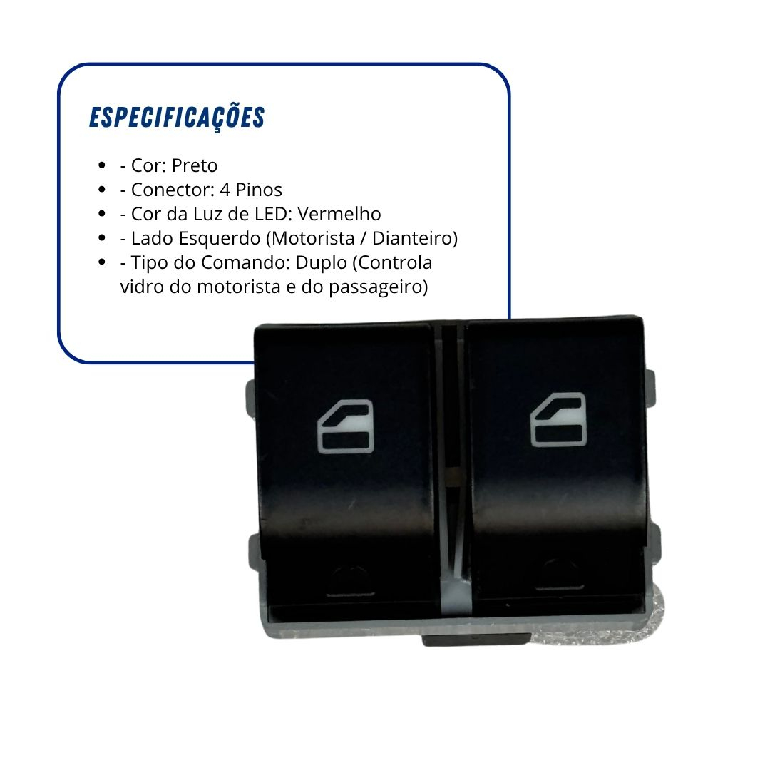 Botão Duplo Interruptor Vidro Elétrico Para Volkswagen Gol G4 G5 G6 Fox Polo Parati Saveiro Botão Duplo Interruptor Vidro Elétrico Para Volkswagen Gol G4 G5 G6 Fox Polo Parati Saveiro