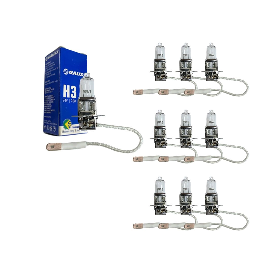 Kit 10 Lampadas H3 70W 24V Halogena Gauss GL45H3 Inmetro Kit 10 Lampadas H3 70W 24V Halogena Gauss GL45H3 Inmetro