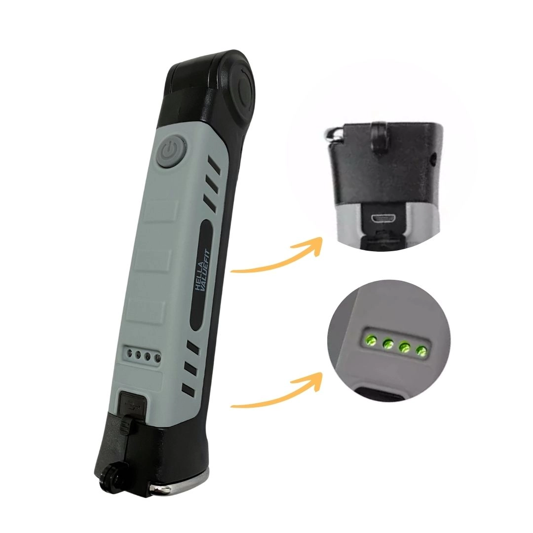 Lanterna Magnetica Gancho Led Recarregavel Dobravel Hella