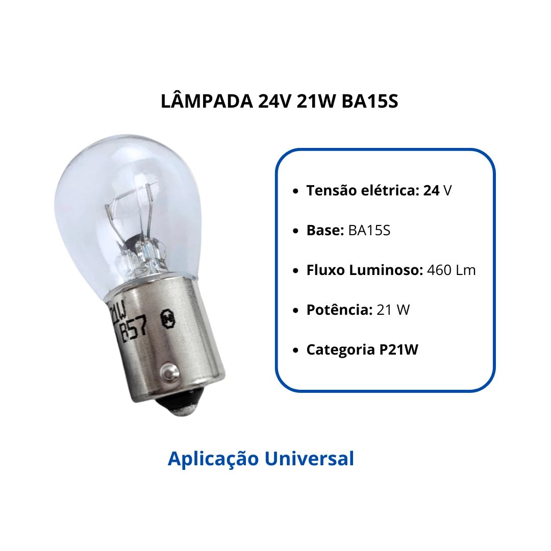 Kit 10 Lampadas 1141 24V Lâmpada 1 Polo P21W 21W Gauss GL1141B Luz Freio Posição Freio Ré Kit 10 Lampadas 1141 24V Lâmpada 1 Polo P21W 21W Gauss GL1141B Luz Freio Posição Freio Ré
