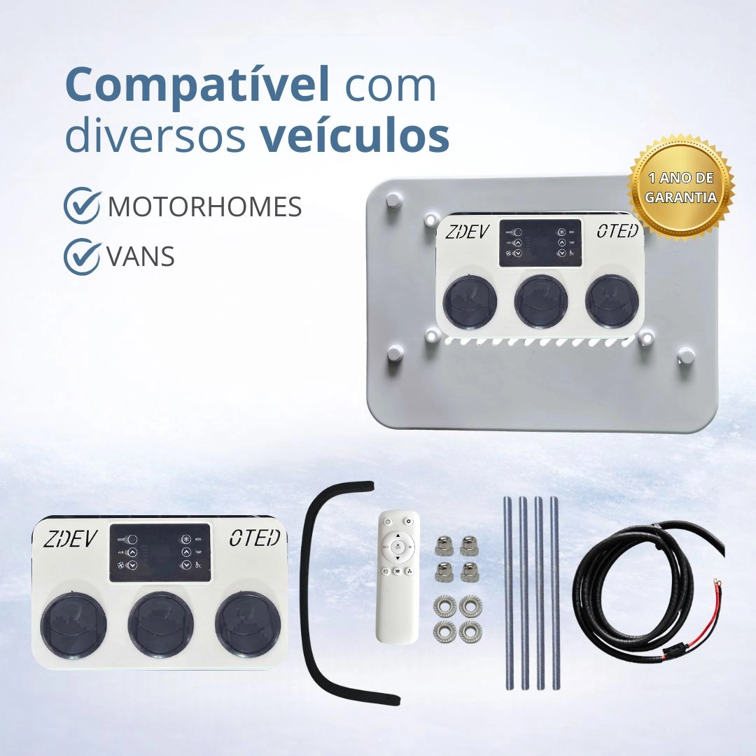 Kit Ar-Condicionado Caminhão Motorhome Van Elétrico Teto 12V Inverter 7.000 BTUS Kit Ar-Condicionado Caminhão Motorhome Van Elétrico Teto 12V Inverter 7.000 BTUS