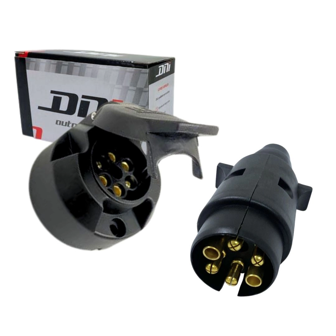 Kit Tomada 6 Polos Macho e Femea Carretinha Reboque Plug Tomada Carretinha Trailer 6 Polos Femea e Macho