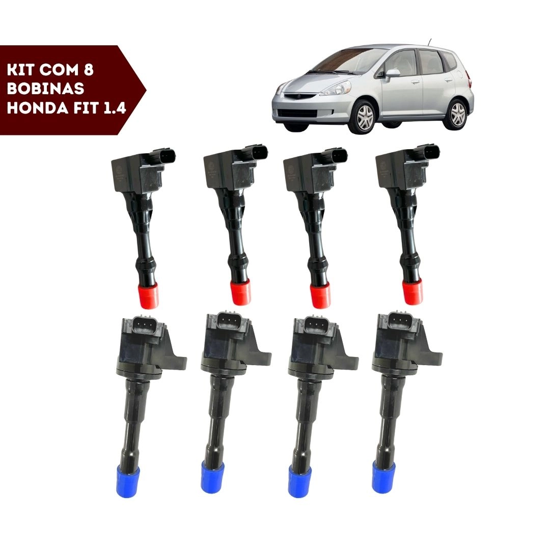 Kit 8 Bobina Ignição Honda Fit 1.4 Traseira Dianteira Hella