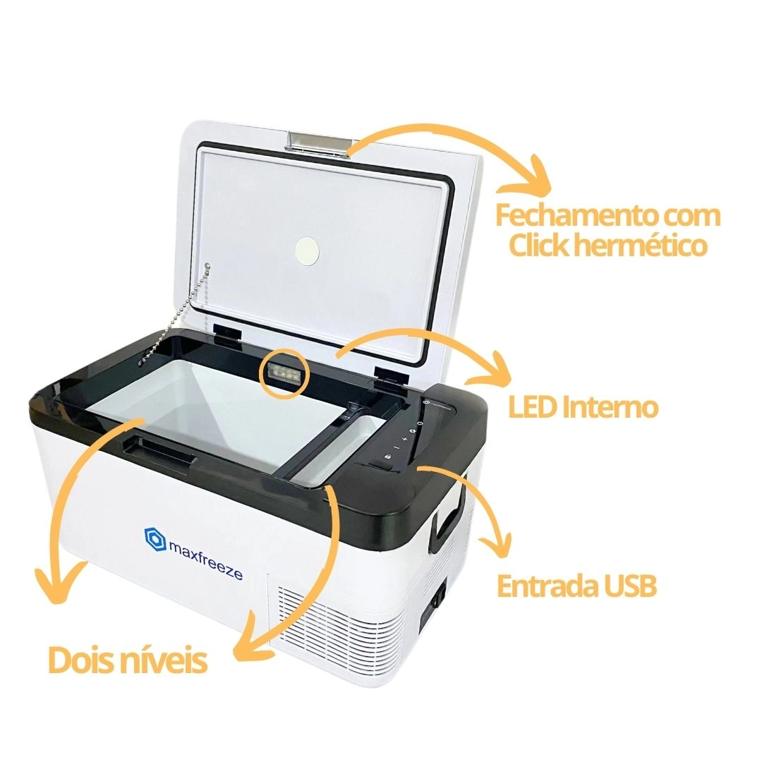Geladeira Portátil 18L 12V/24V 110v/220v Caminhão Ônibus Van