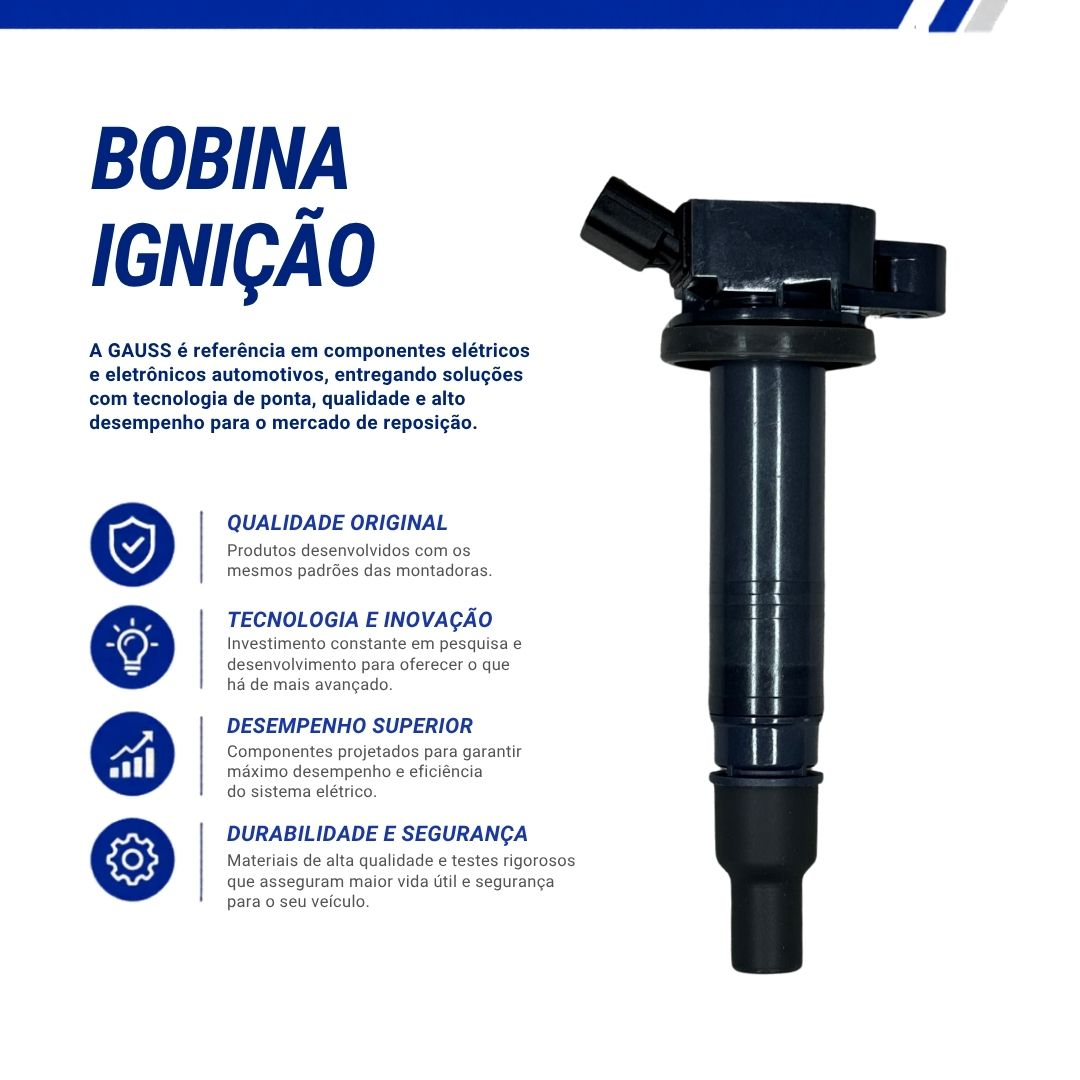Bobina de Ignição Tipo Caneta 4 Pinos Toyota Hilux 2.7 16V Flex Gasolina 2008 a 2023 RAV4 2.0 2.4 Gauss Bobina de Ignição Tipo Caneta 4 Pinos Toyota Hilux 2.7 16V Flex Gasolina 2008 a 2023 RAV4 2.0 2.4 Gauss