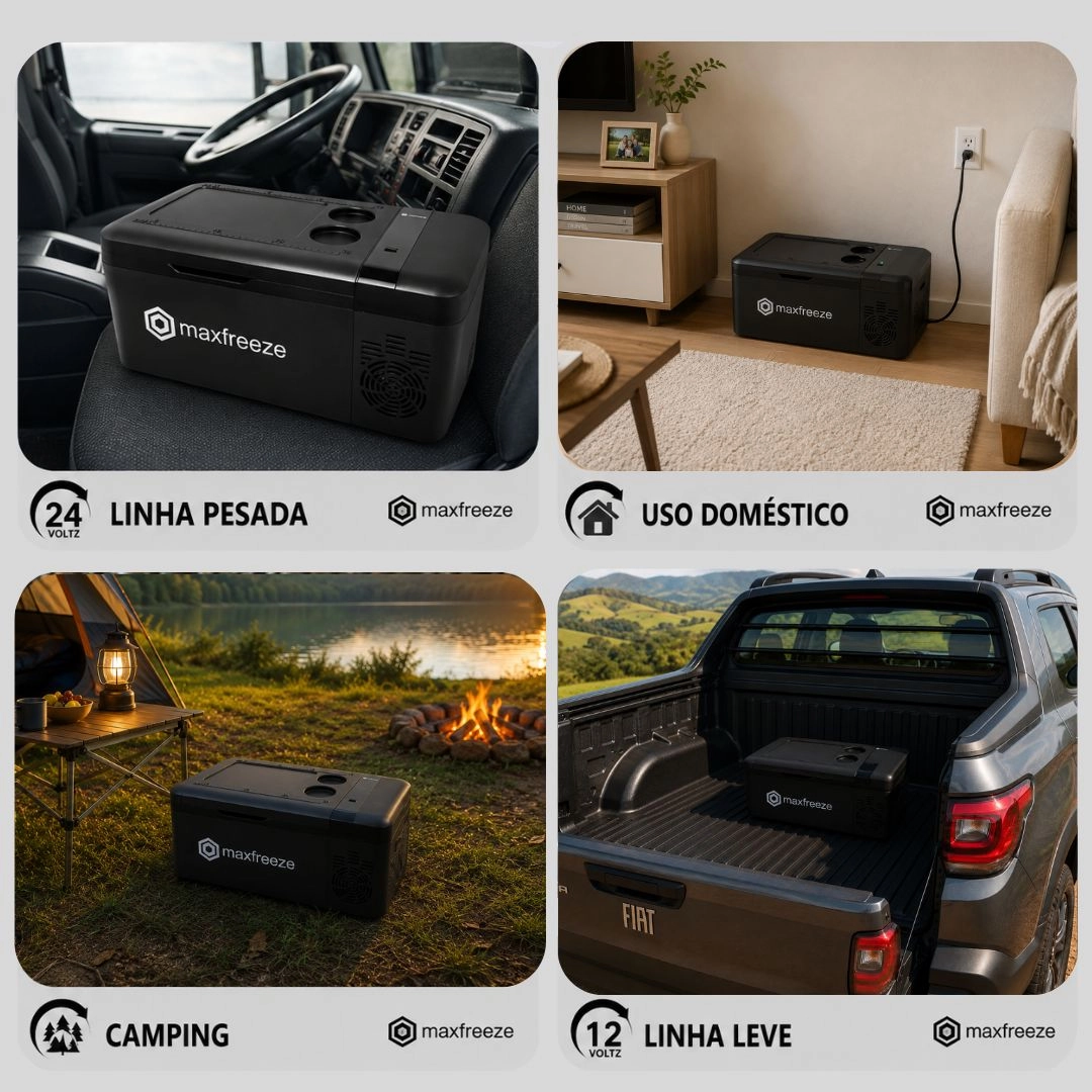 Mini Geladeira Portátil 15 Litros Freezer 12v/24v 110v/220v Caminhão Ônibus Van Carro Maxfreeze Mini Geladeira Portátil 15 Litros Freezer 12v/24v 110v/220v Caminhão Ônibus Van Carro Maxfreeze