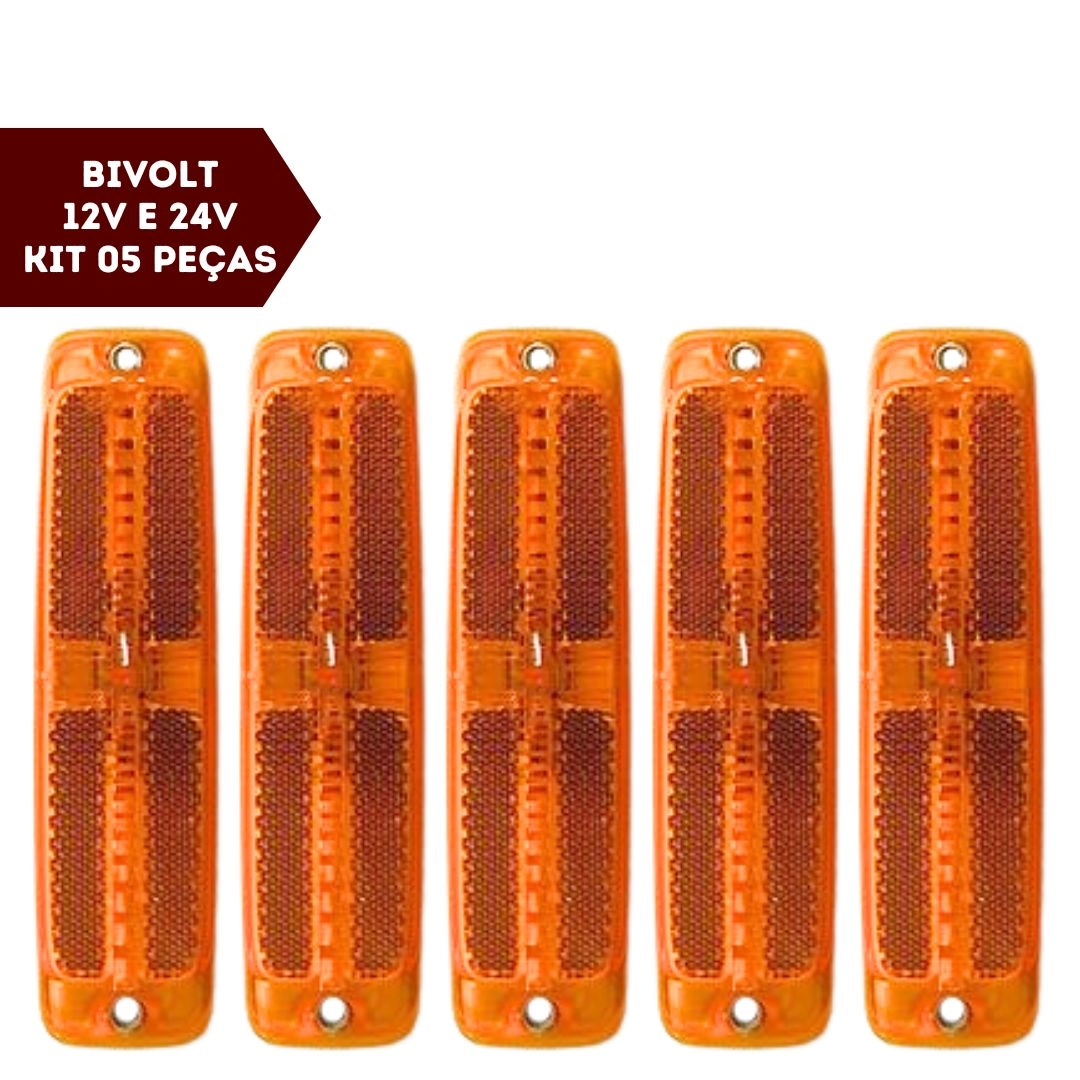 Kit 5 Lanterna Posição Lateral Retrorrefletor LED Amarela