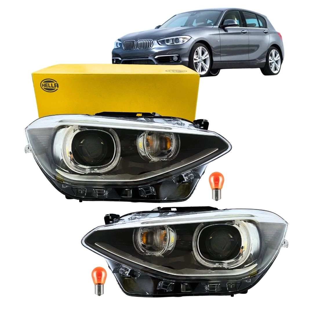 Par Farol Para BMW 114i 116i 118i 2011 a 2015 Bi Xenon Hella Par Farol Para BMW 114i 116i 118i 2011 a 2015 Bi Xenon Hella