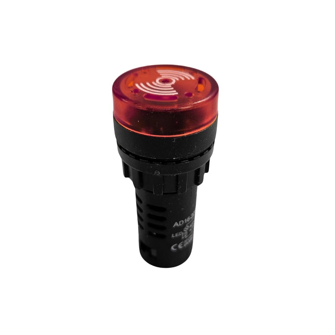 Alarme Sonoro Buzzer Sinaleiro LED Vermelho 22mm 220V DNI