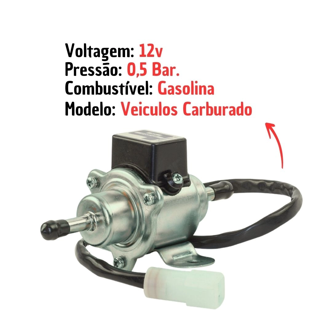 Bomba Elétrica Combustível Universal Carro Carburado 0,5 Bar Bomba Elétrica Combustível Universal Carro Carburado 0,5 Bar