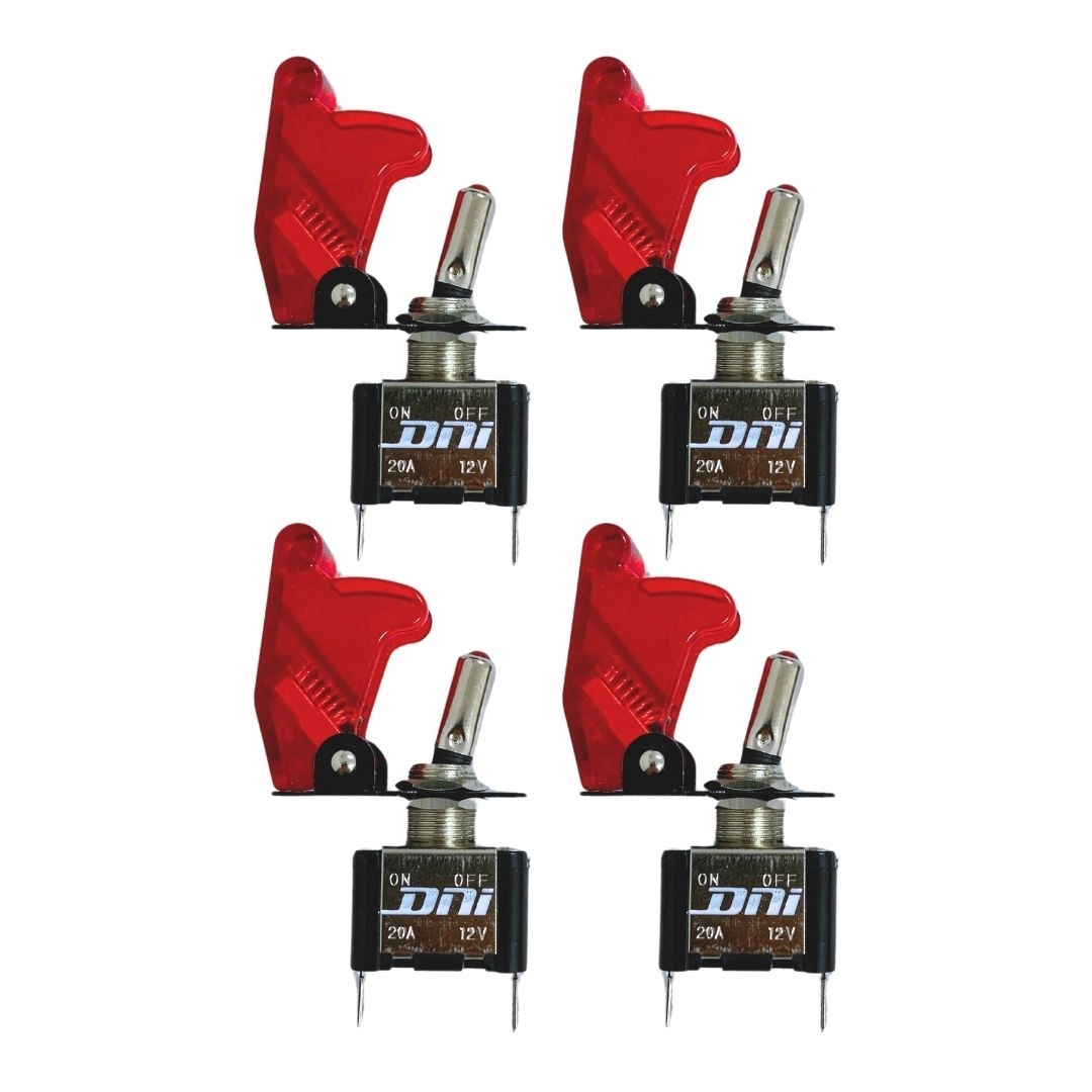 Kit 4 Chave Botão Liga Desliga 2 Posições 12v Vermelha LED