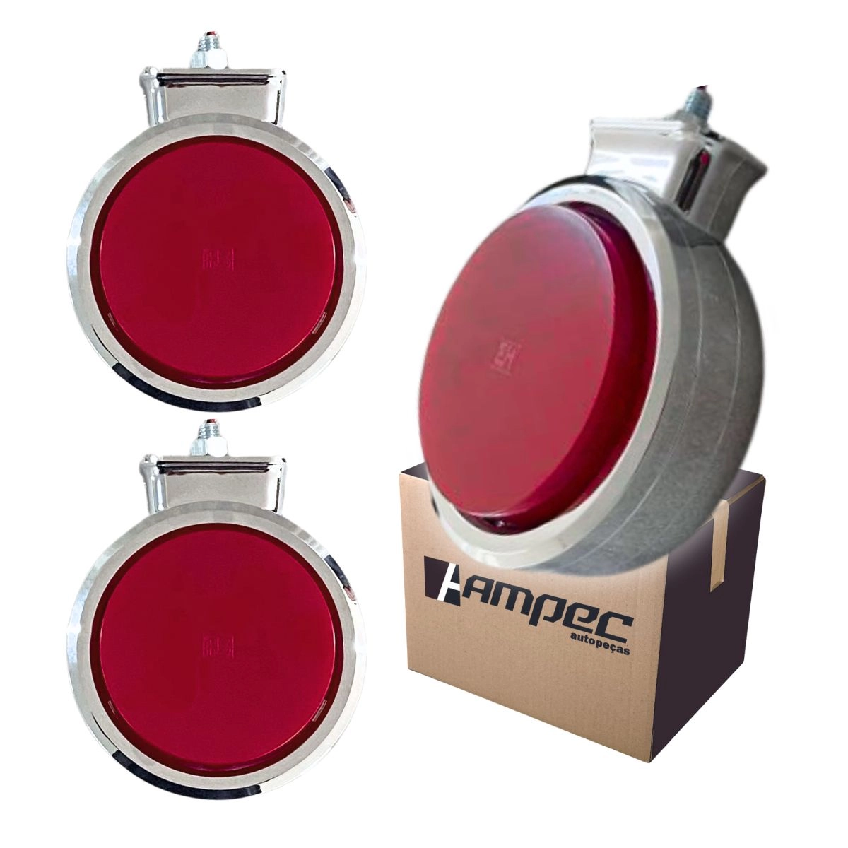 Kit 3 Lanterna Bojuda Foguinho Maria LED Cromada Vermelha