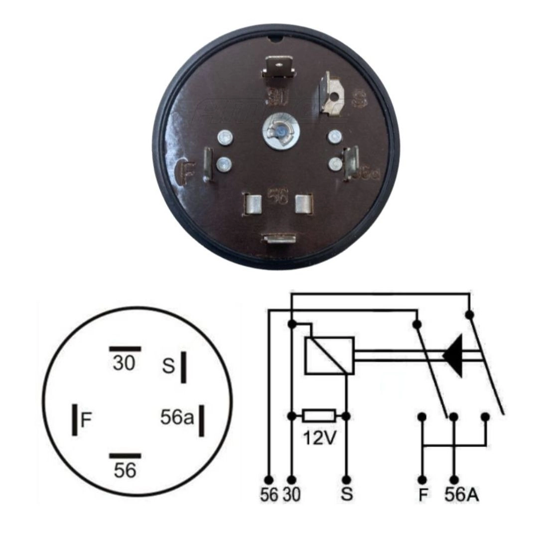 Rele Comutador Farol Alto Baixo Para Volkswagen Fusca Kombi Cebolão 5 Terminais DNI0119