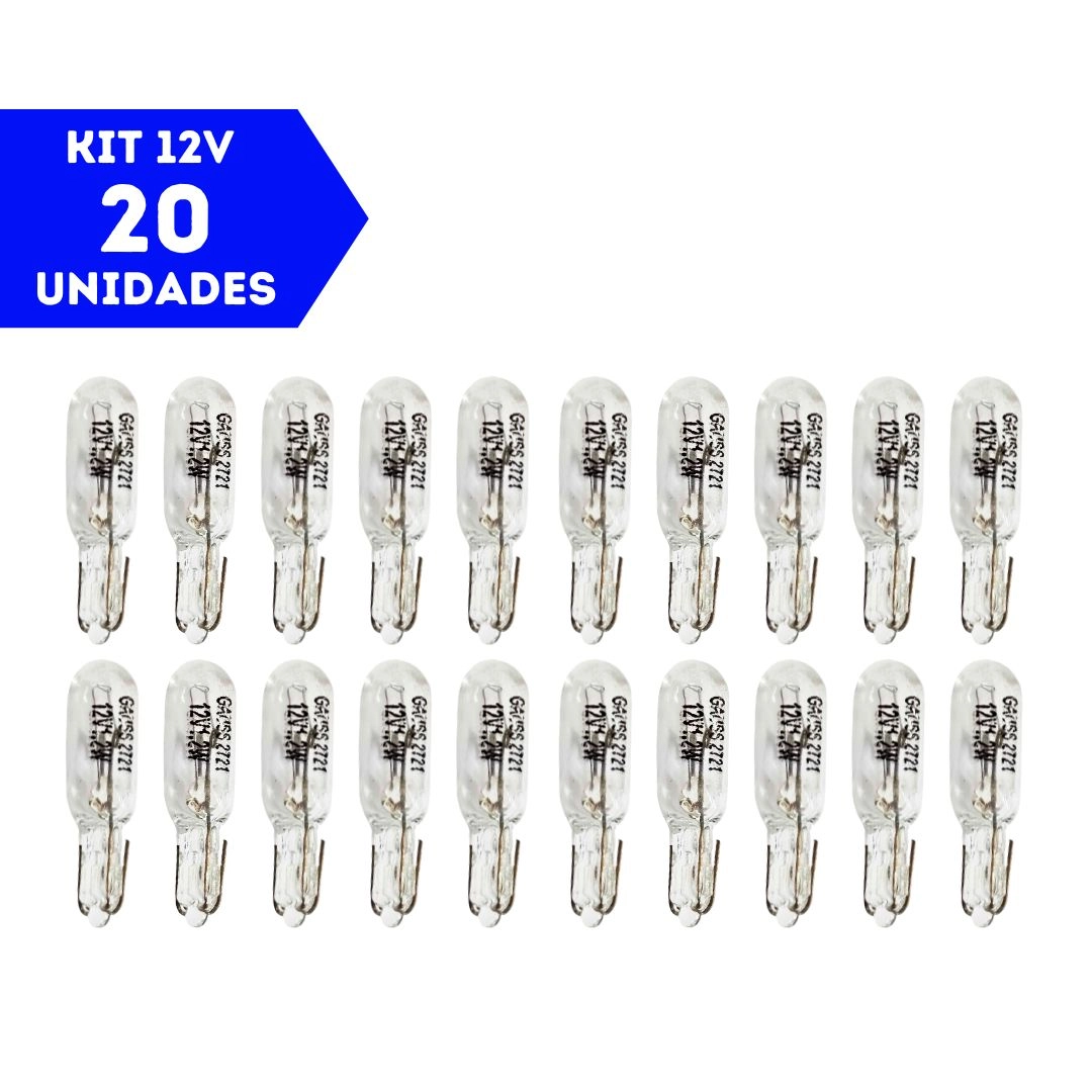 Kit 20 Lâmpadas Para Painel Carro Esmagada Pinguinho T5 12v