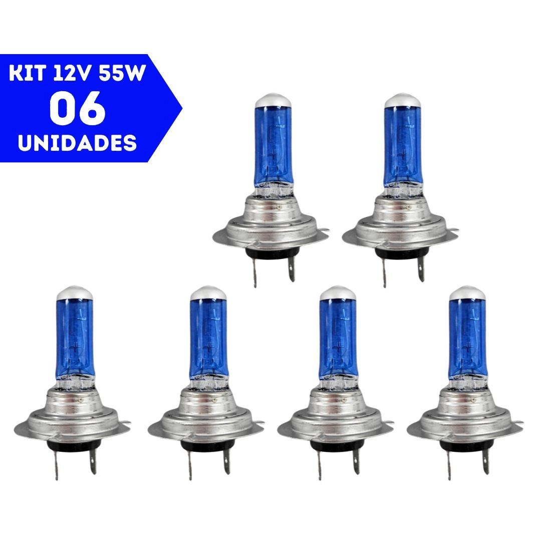 Kit 6 Lâmpadas Super Branca H7 12v 55w Lâmpada Branca GL61H7