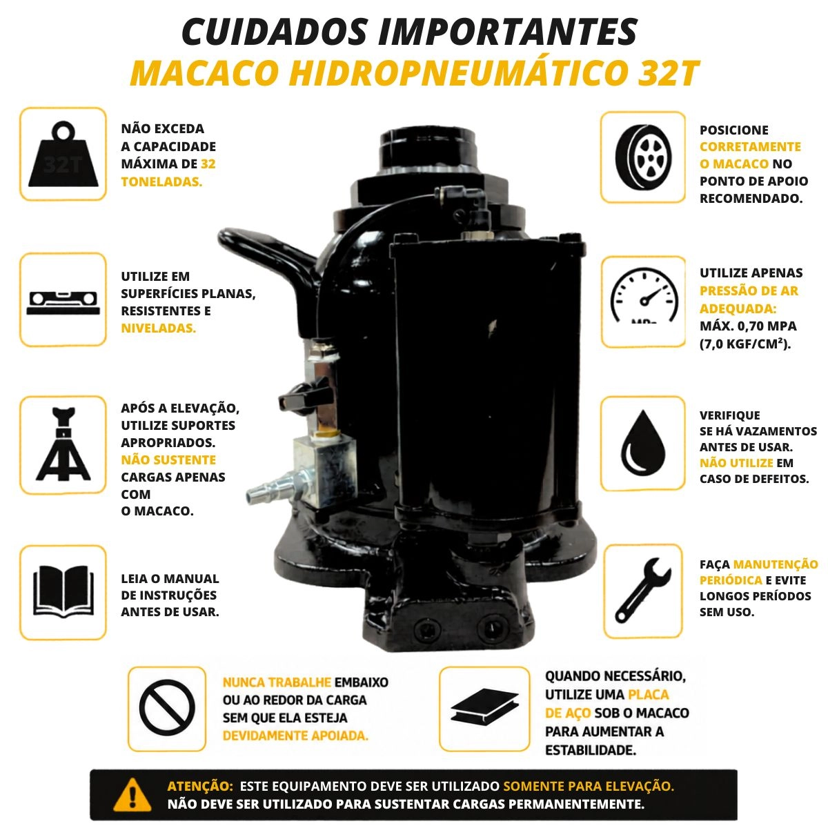 Macaco Hidropneumático Mandril 32 Ton Altura 250mm Para Caminhões Onibus Tratores Rotta376 Macaco Hidropneumático Mandril 32 Ton Altura 250mm Para Caminhões Onibus Tratores Rotta376