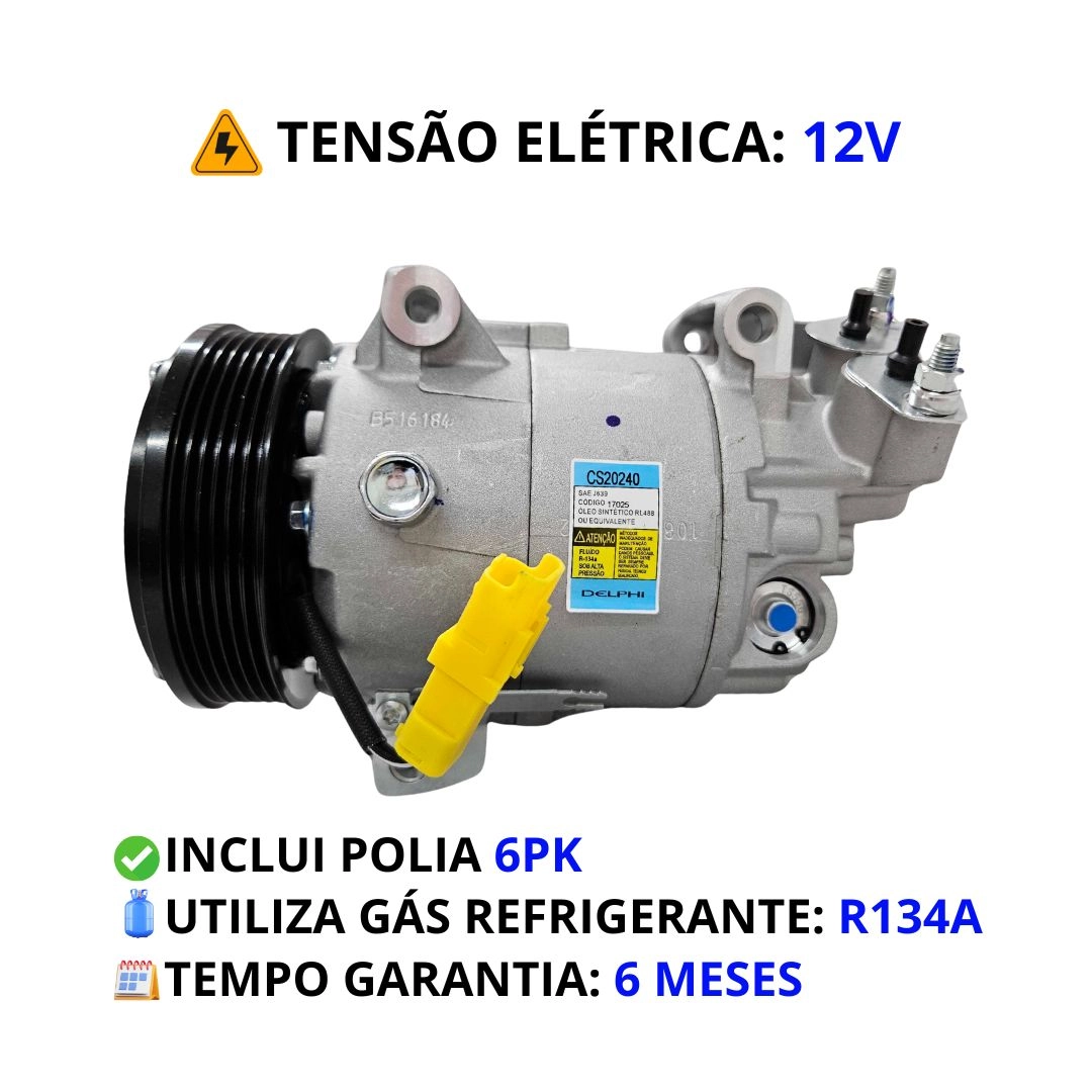Compressor Ar Para Citroen AirCross 1.4 1.6 2009 a 2012 Citroen C3 1.4 1.6 2009 a 2012 Peugeot 207 2009 a 2012 Original 