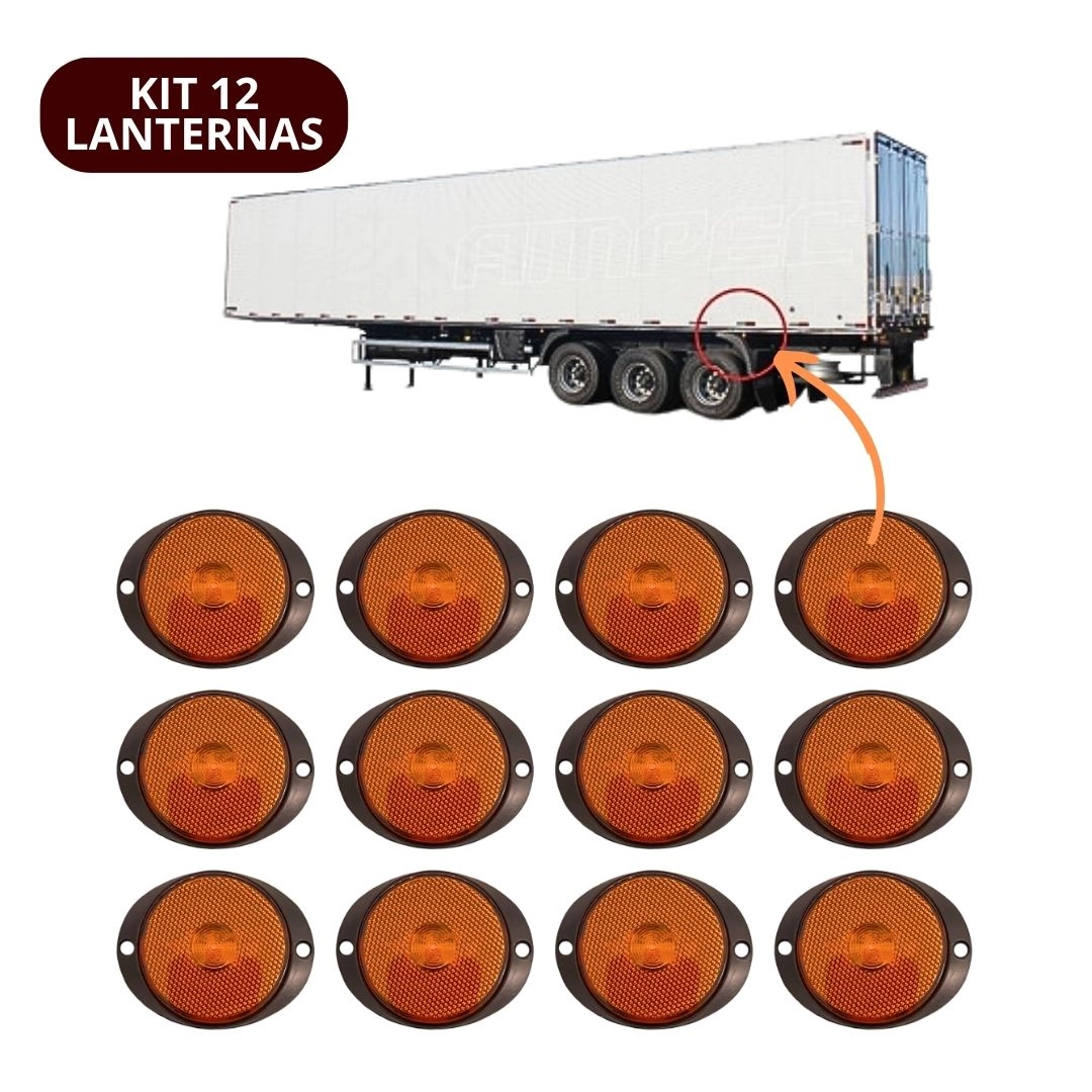 Kit 12 Lanternas Lateral Led Caminhão Carreta Frontal Amarela Kit 12 Lanternas Lateral Led Caminhão Carreta Frontal Amarela