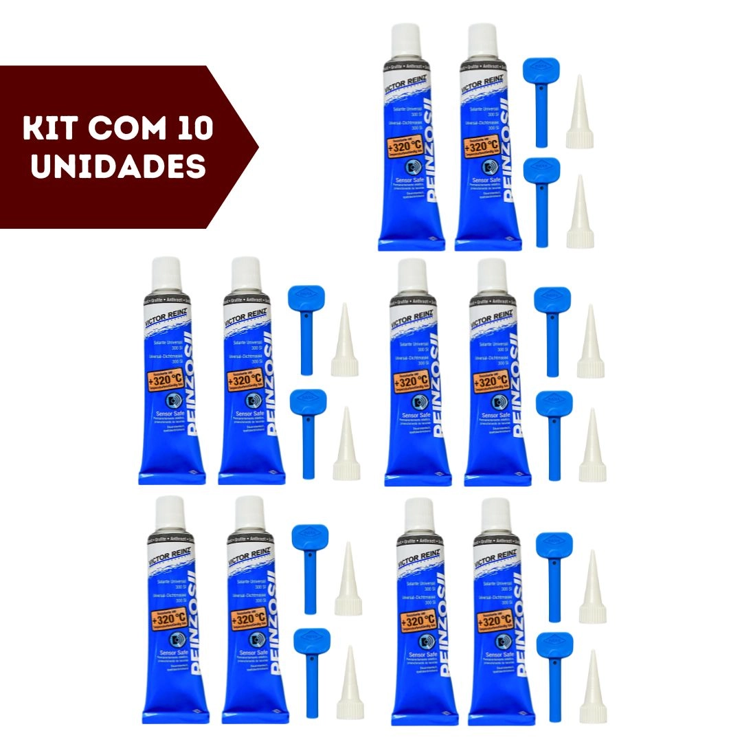 Kit 10 Cola Silicone Reinzosil Alta Temperatura Carter Óleo