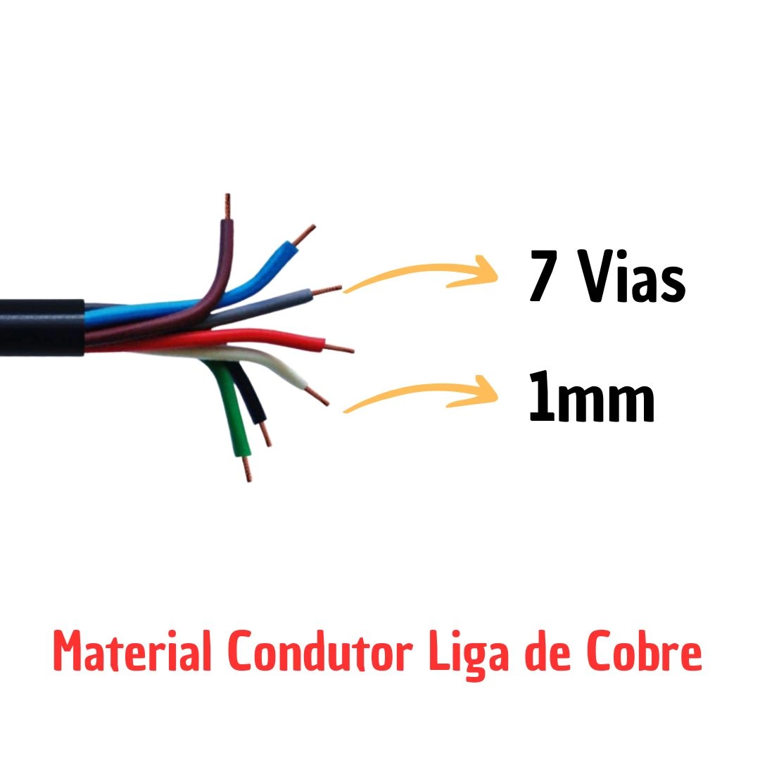 Cabo PP 7 vias 1mm Cobre Rolo c/ 25 Metros DNI Hyb PP 710 Cabo PP 7 vias 1mm Cobre Rolo c/ 25 Metros DNI Hyb PP 710