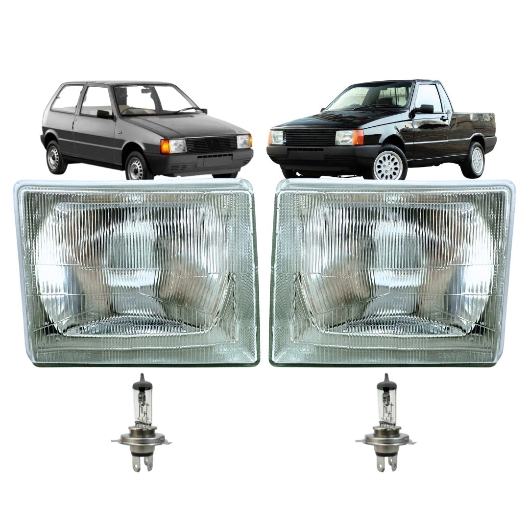 Par Farol Para Fiat Uno Fiorino 1984 a 1990 Lente Vidro Par Farol Para Fiat Uno Fiorino 1984 a 1990 Lente Vidro
