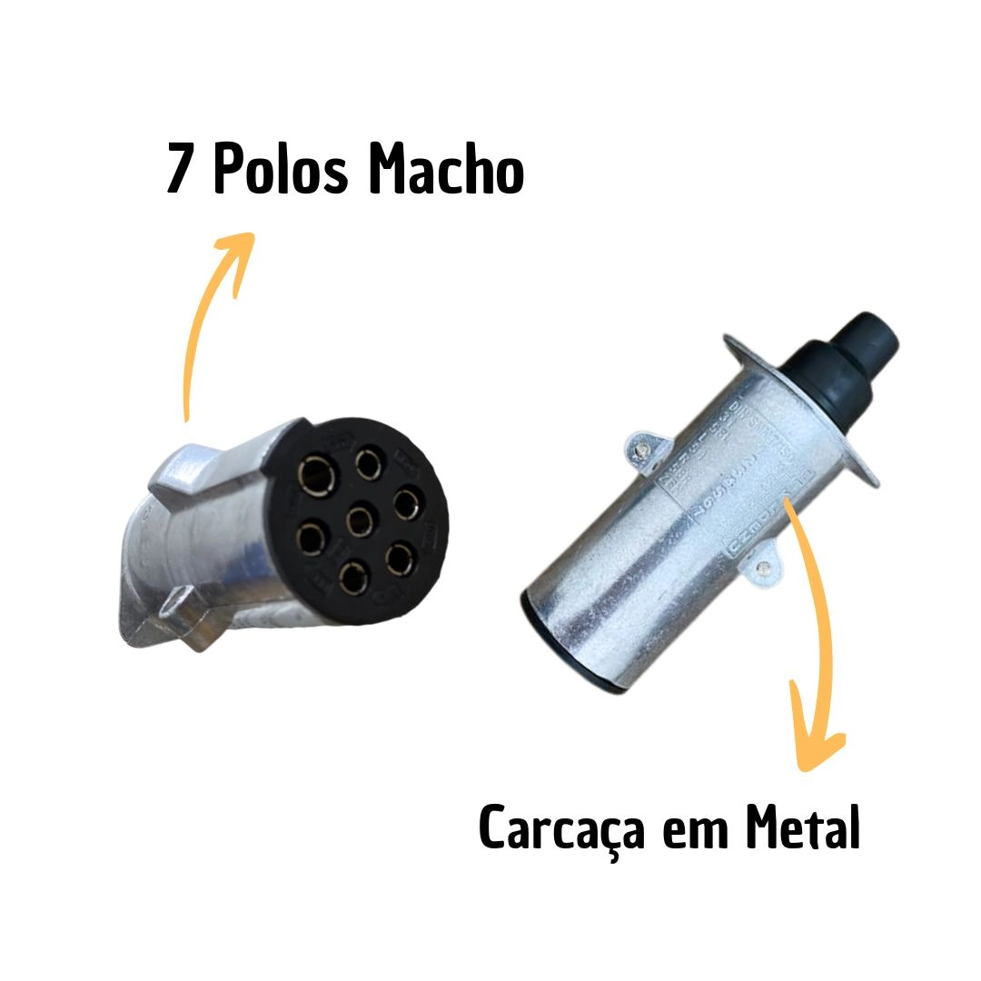 Tomada Elétrica Caminhão Carreta 7 Polos Macho Alumínio Tomada Elétrica Caminhão Carreta 7 Polos Macho Alumínio