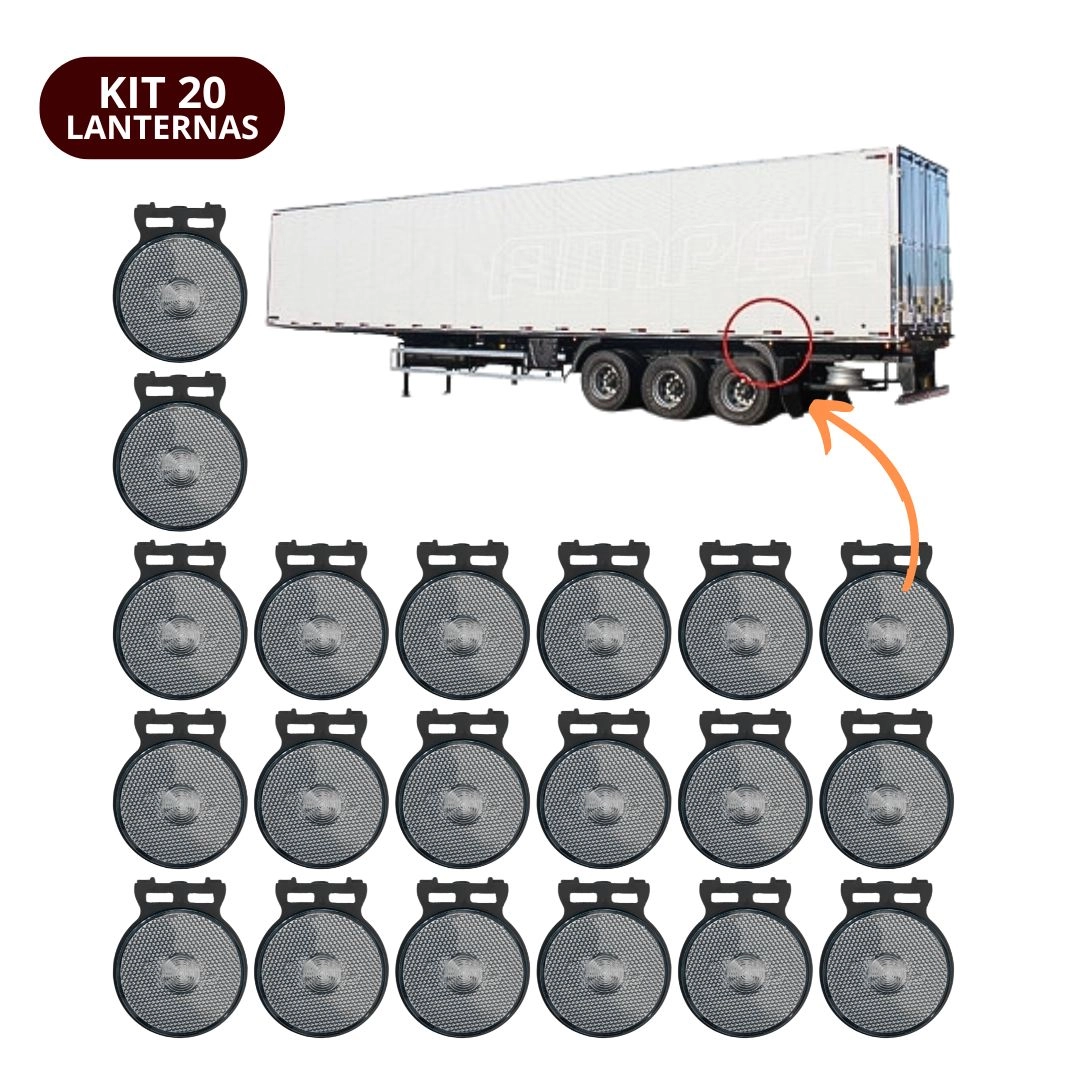Kit 20 Lanternas Lateral Led Caminhão Carreta Com Suporte Cristal P