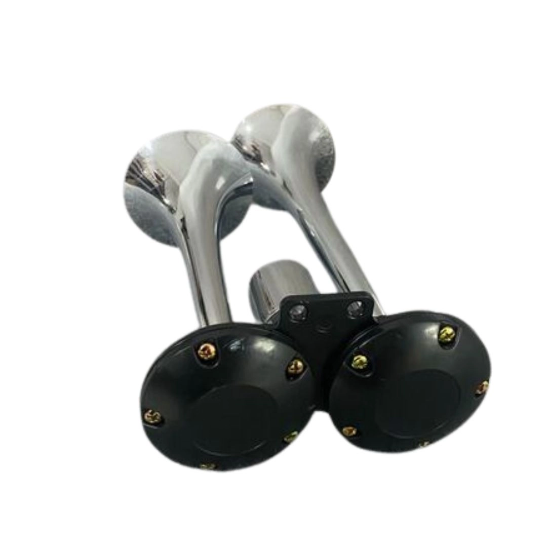 Buzina a Ar para Carro Caminhão Barco 12v 24v Universal 2 Cornetas cromada