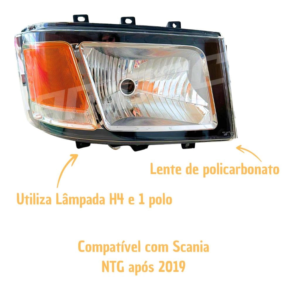 Farol Principal Para Scania NTG após 2019 Lado Esquerdo