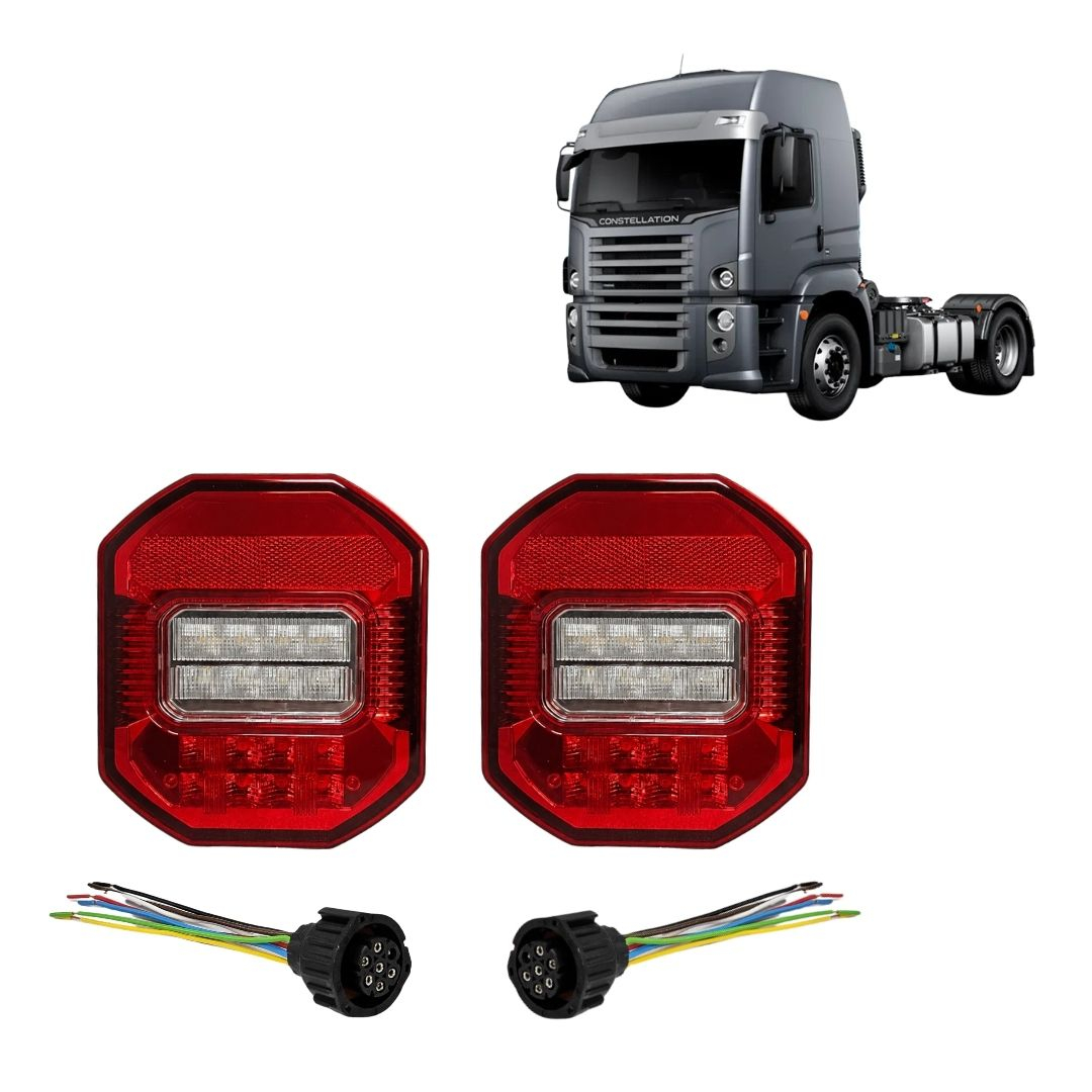 Kit Par Lanterna Traseira Marmitão Marmita LED Bivolt 12V 24V Universal Ford Cargo VW Constellation Delivery Worker Jeep Kit Par Lanterna Traseira Marmitão Marmita LED Bivolt 12V 24V Universal Ford Cargo VW Constellation Delivery Worker Jeep