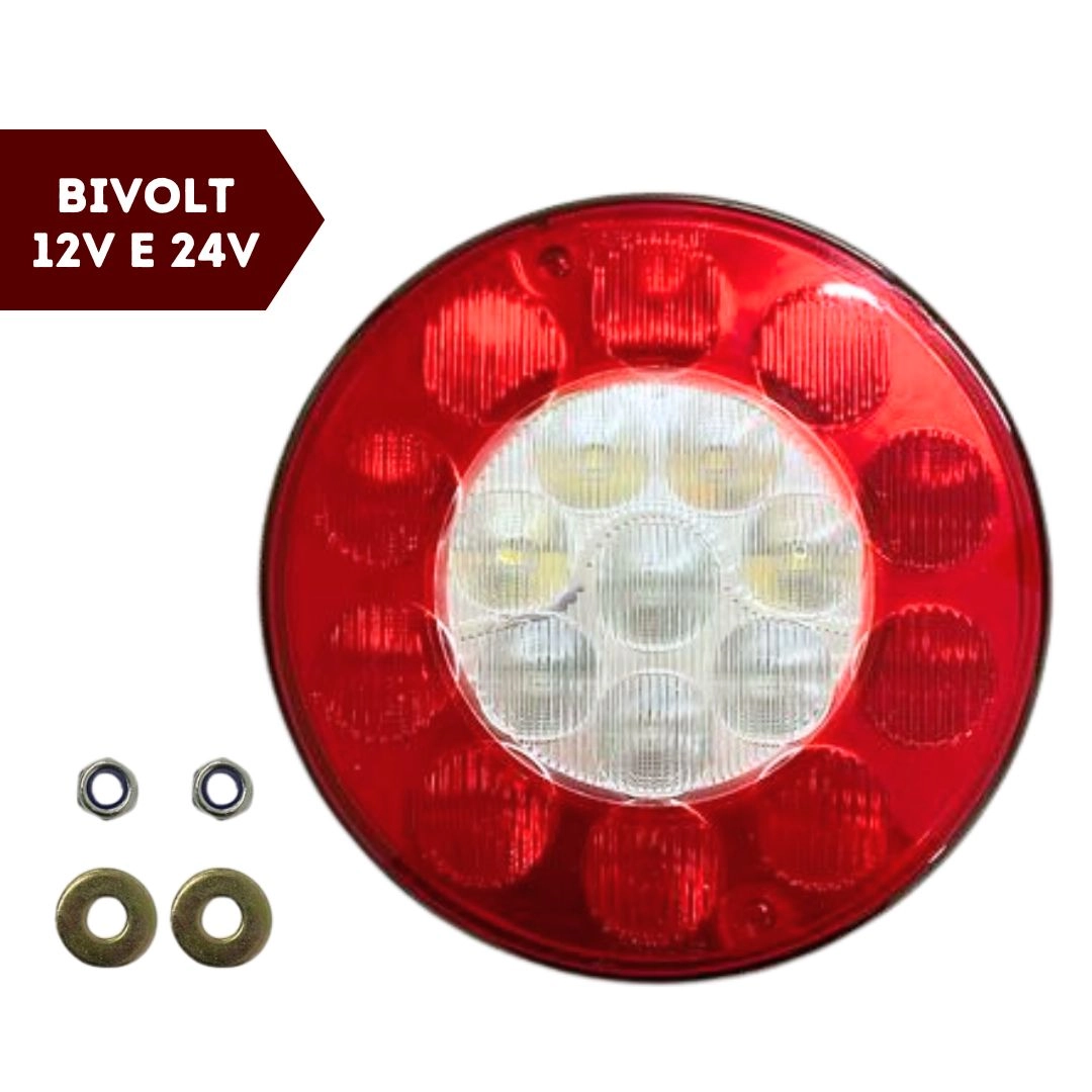 Lanterna Traseira Posição Freio Seta Ré LED Universal 135mm Lanterna Traseira Posição Freio Seta Ré LED Universal 135mm