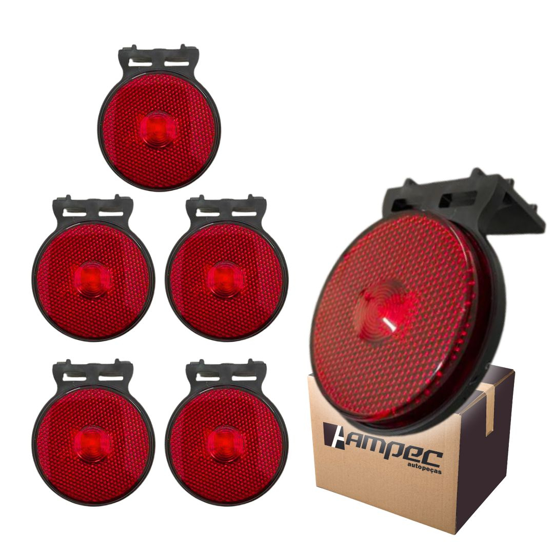 Kit 6 Lanterna Lateral Implemento P 65mm Com Suporte LED Vermelha Para Carreta Caminhão Trailer Reboque Kit 6 Lanterna Lateral Implemento P 65mm Com Suporte LED Vermelha Para Carreta Caminhão Trailer Reboque