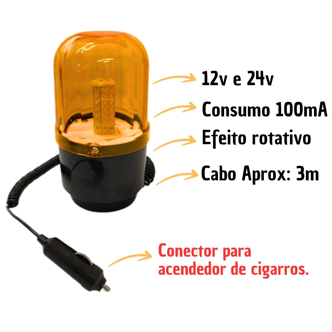 Giroflex Luz Emergência LED Giroled Universal Bivolt Âmbar