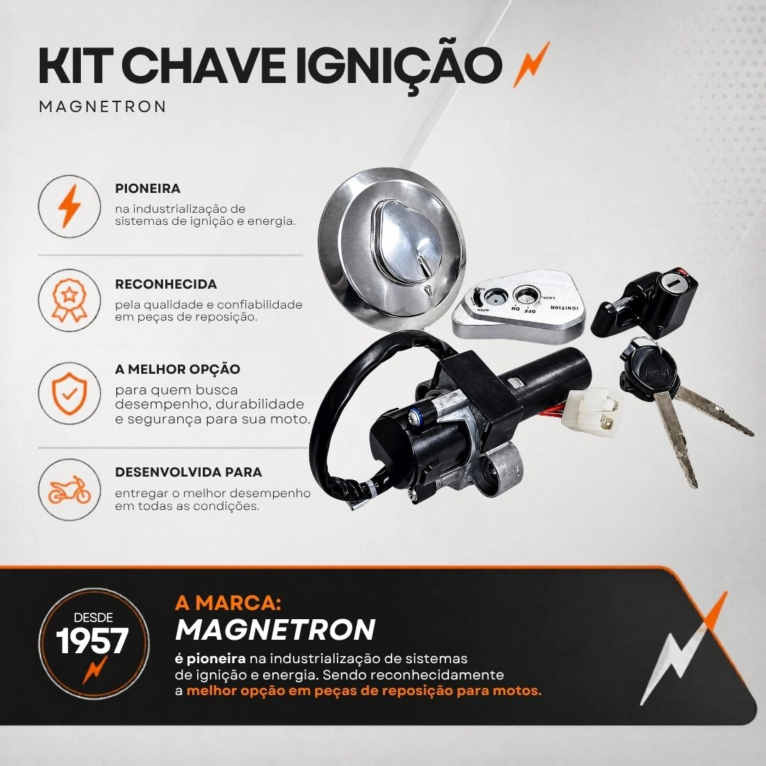 Kit Chave Ignição 4 Peças Para Honda Nxr 150 Bros 2011 a 2014 Original Magnetron 90264380 Kit Chave Ignição 4 Peças Para Honda Nxr 150 Bros 2011 a 2014 Original Magnetron 90264380