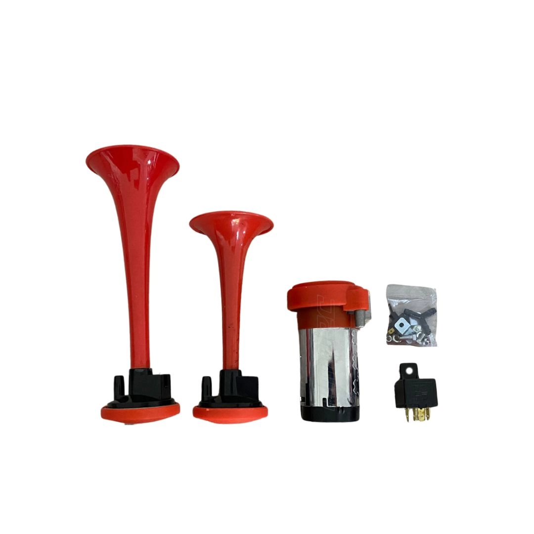 Kit Buzina 12v 2 Cornetas Com Compressor e Mangueira Universal Carro Caminhão Vetor VTOVT042 Kit Buzina 12v 2 Cornetas Com Compressor e Mangueira Universal Carro Caminhão Vetor VTOVT042
