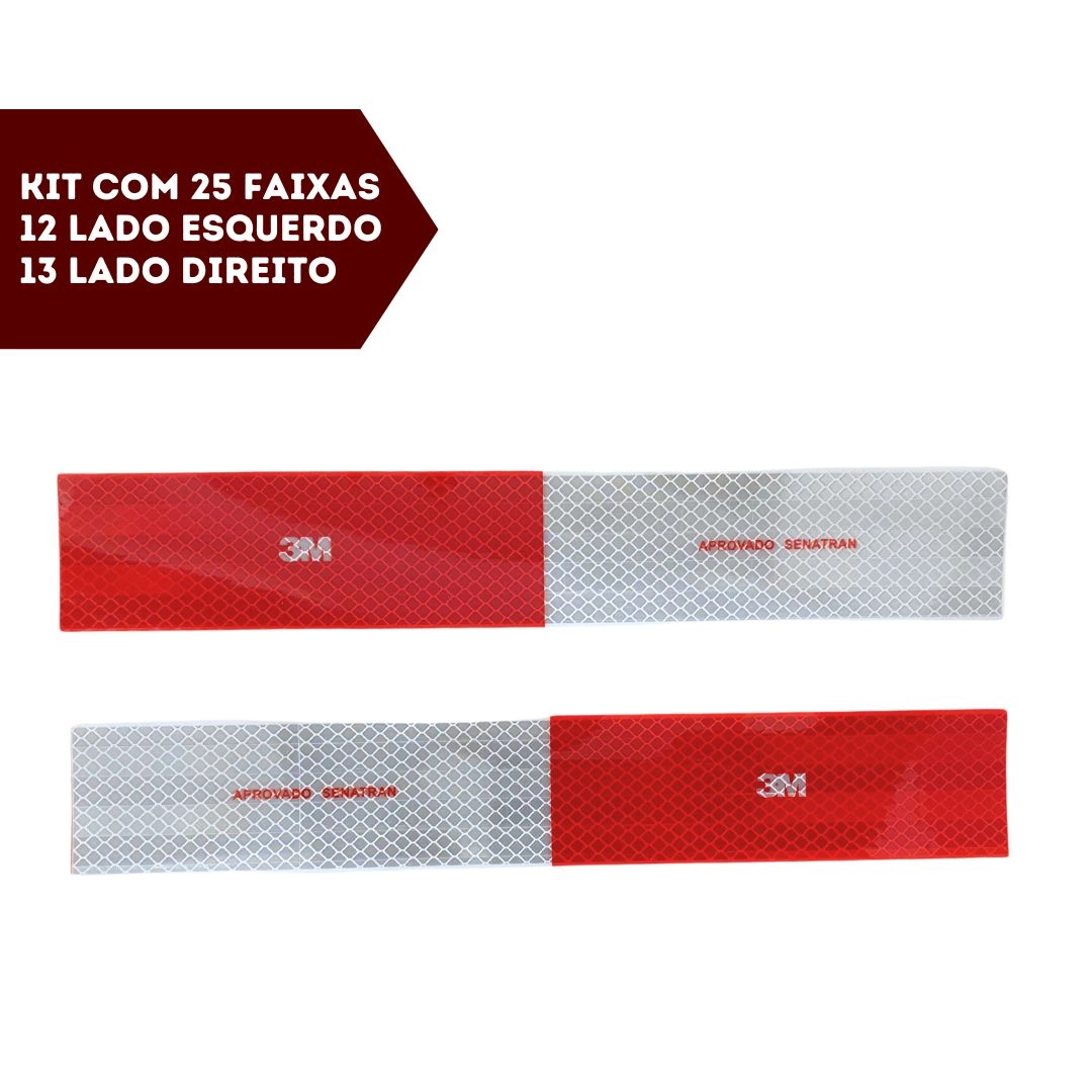 Kit 25 Faixas Refletivas Lateral e Parachoque 3M Original